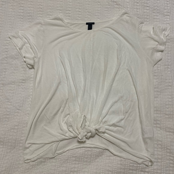 White Front-Tie J-Crew Blouse - Picture 1 of 5